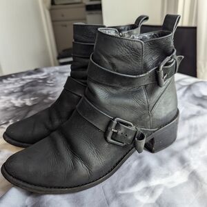 Black Leather Ankle Boots